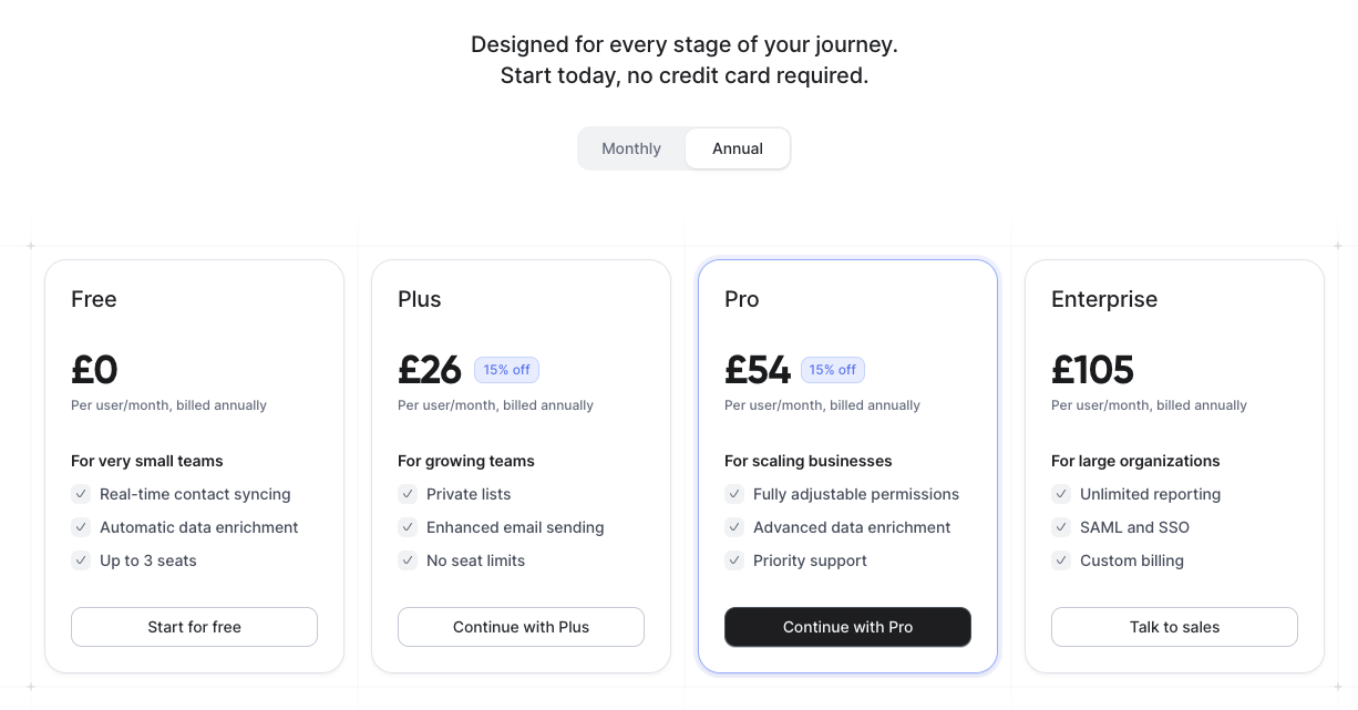 Pricing Page