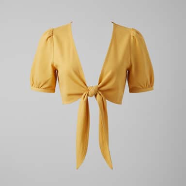 Blusa cropped amarela com amarração