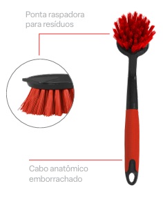ESCOVA MULTIUSO REDONDA TAM UNICO VERMELHO/CINZA