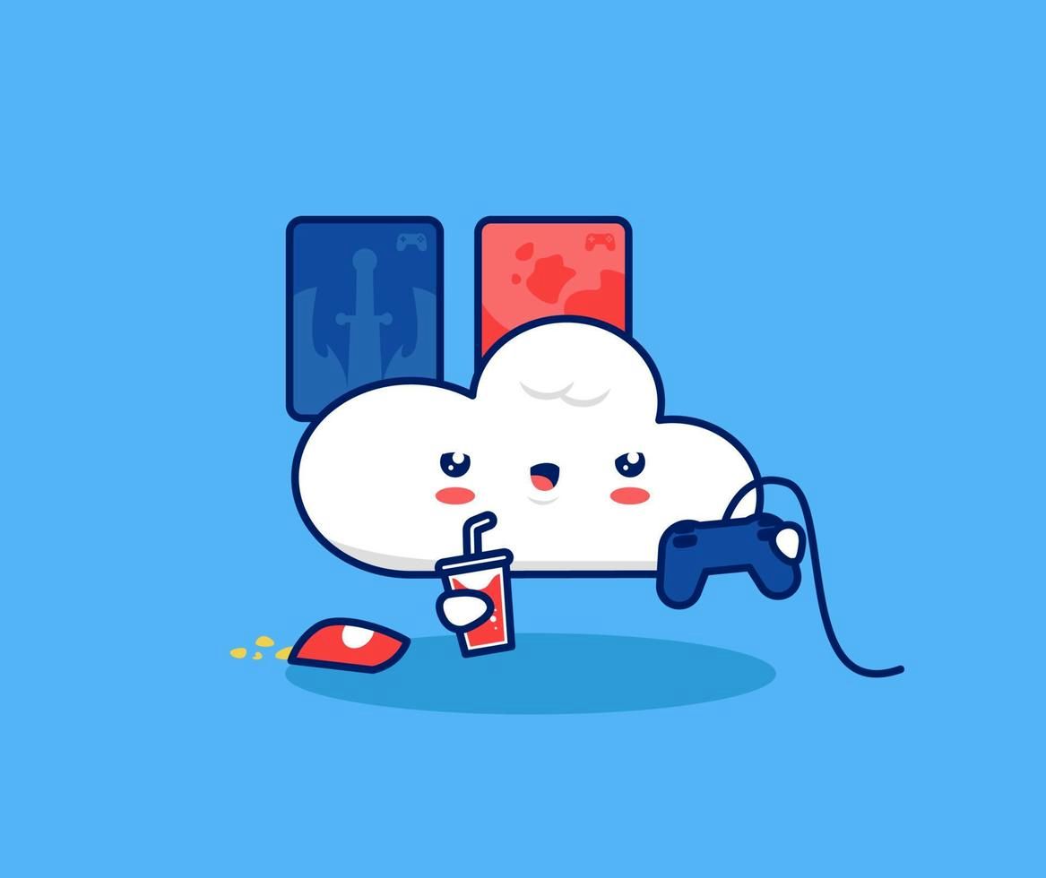 Cute cloud gaming character holding a controller, symbolizing cloud-based play