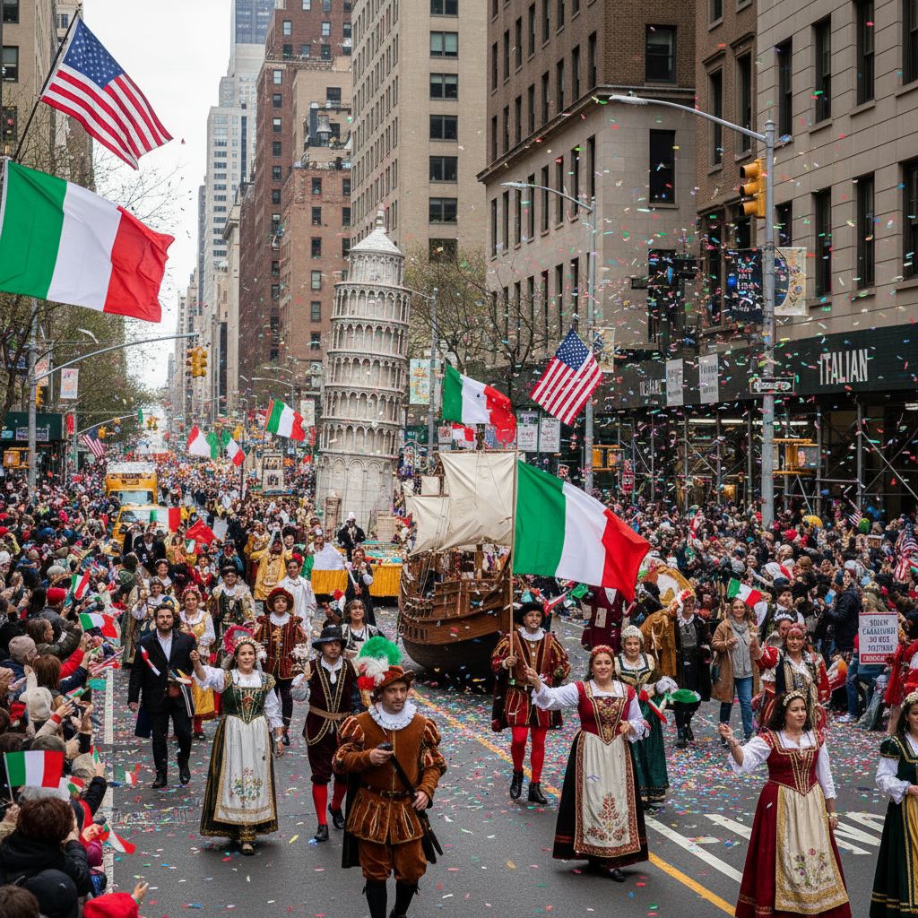 Columbus Day parade celebrating Italian American heritage