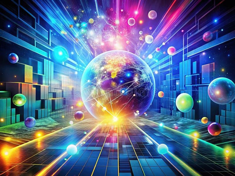A vibrant futuristic digital world illustrating the concept of cutting-edge technology and global connectivity