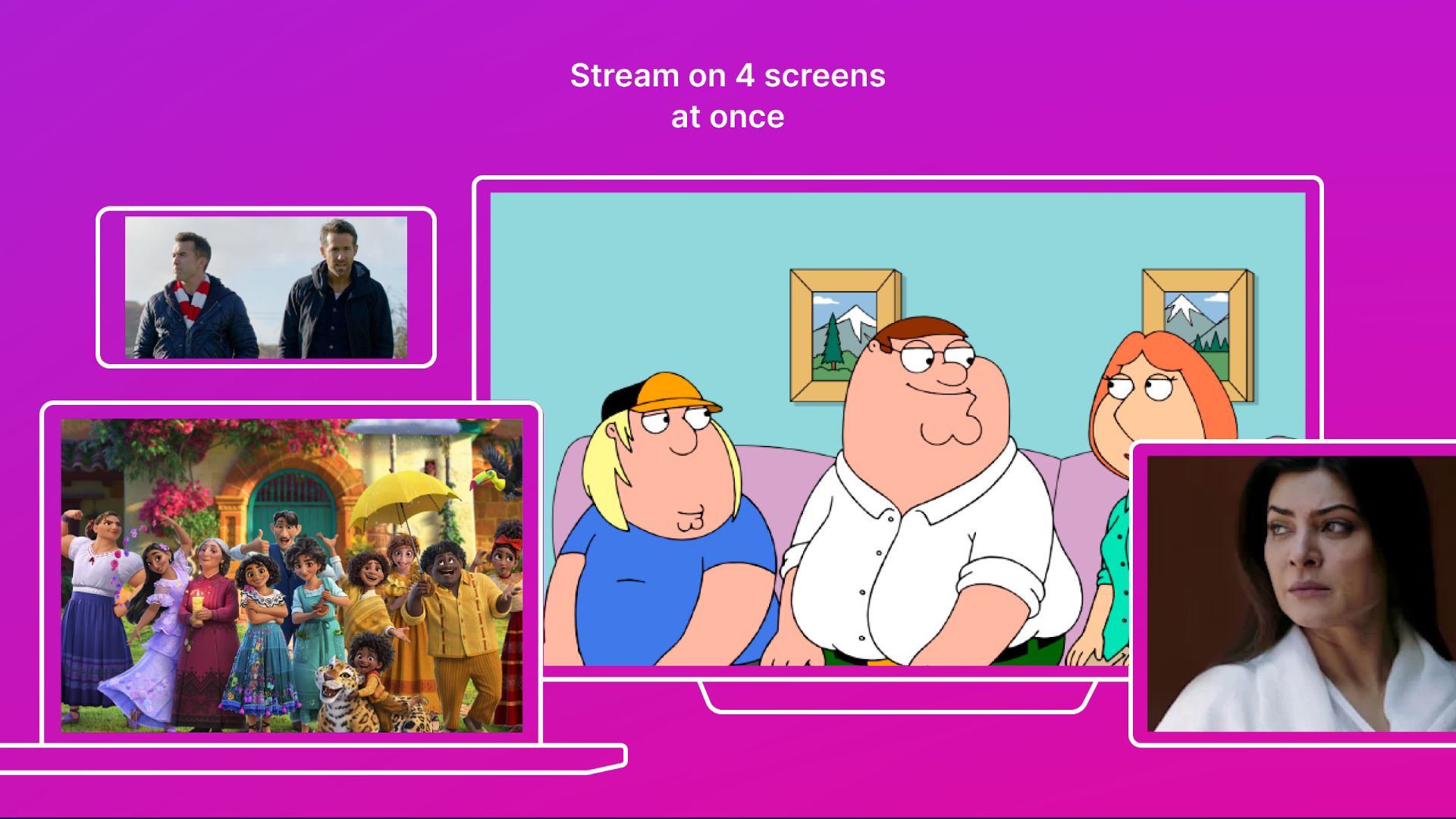 Screenshot mockup of JioHotstar’s home screen highlighting navigation tabs and recommendations