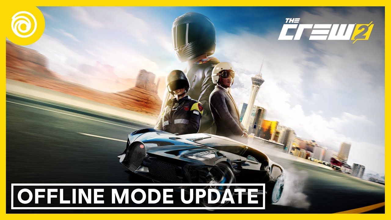 The Crew 2 game announces an offline mode update, indicating changes in server support and gameplay options