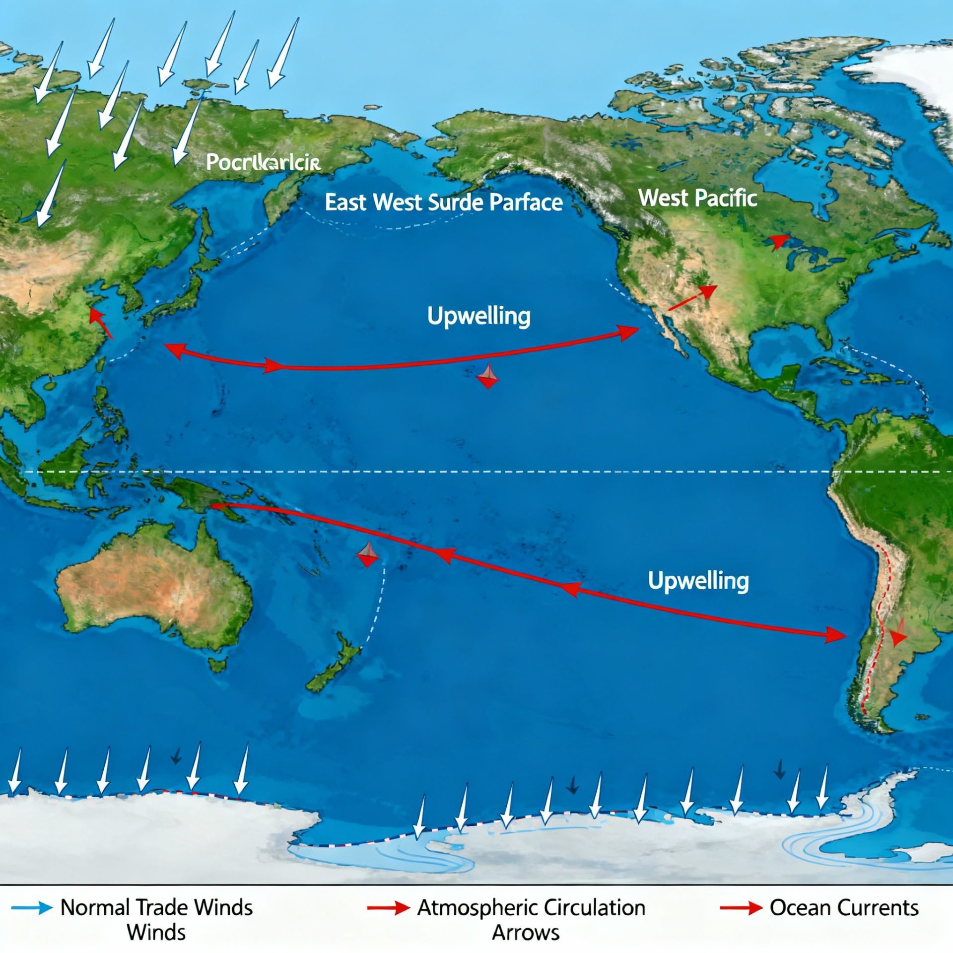 Walker circulation showing normal atmospheric patterns across the Pacific Ocean