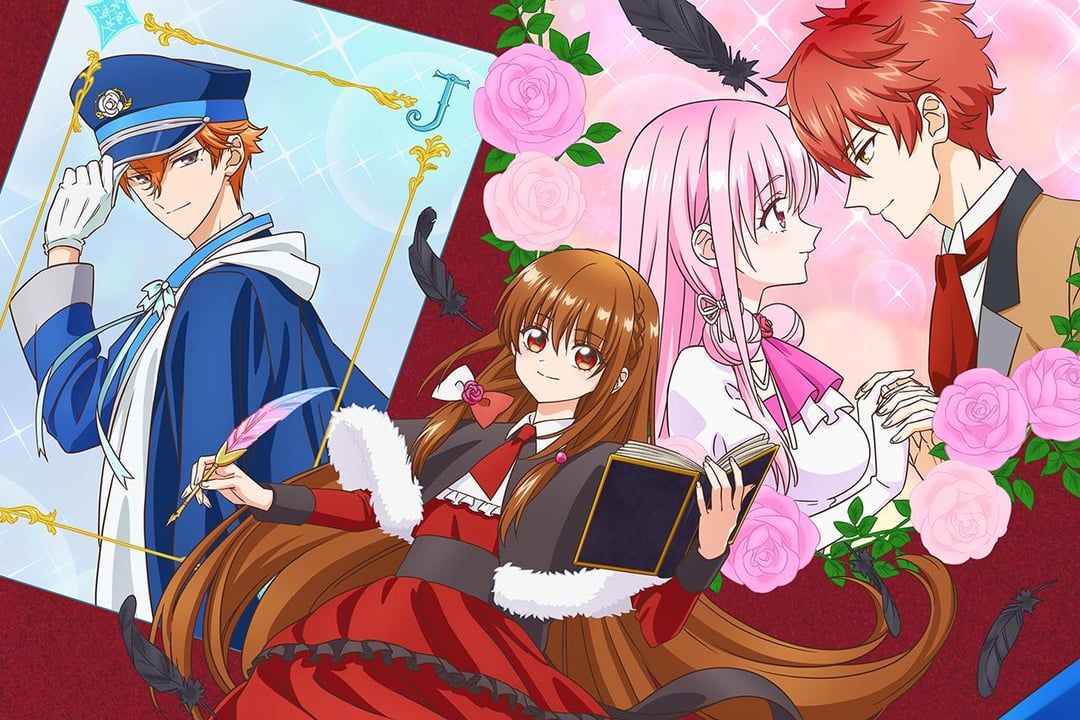 Character illustration from The Dark History of the Reincarnated Villainess manga showing main characters in dark fantasy attire