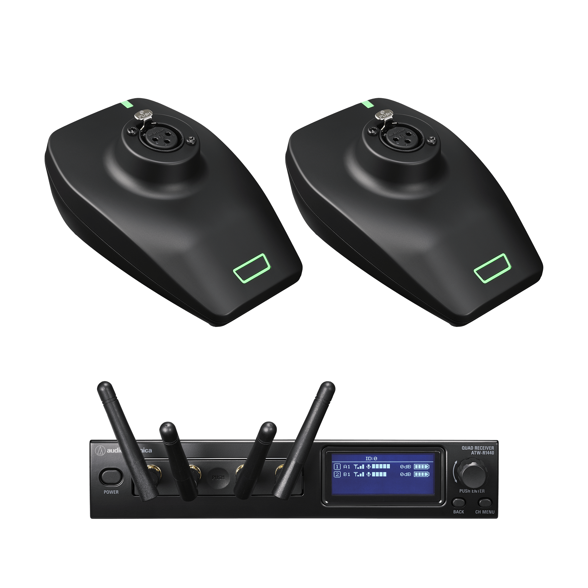 Image of Audio-Technica ATW-1427 Dual Wireless Desk Stand Microphone System