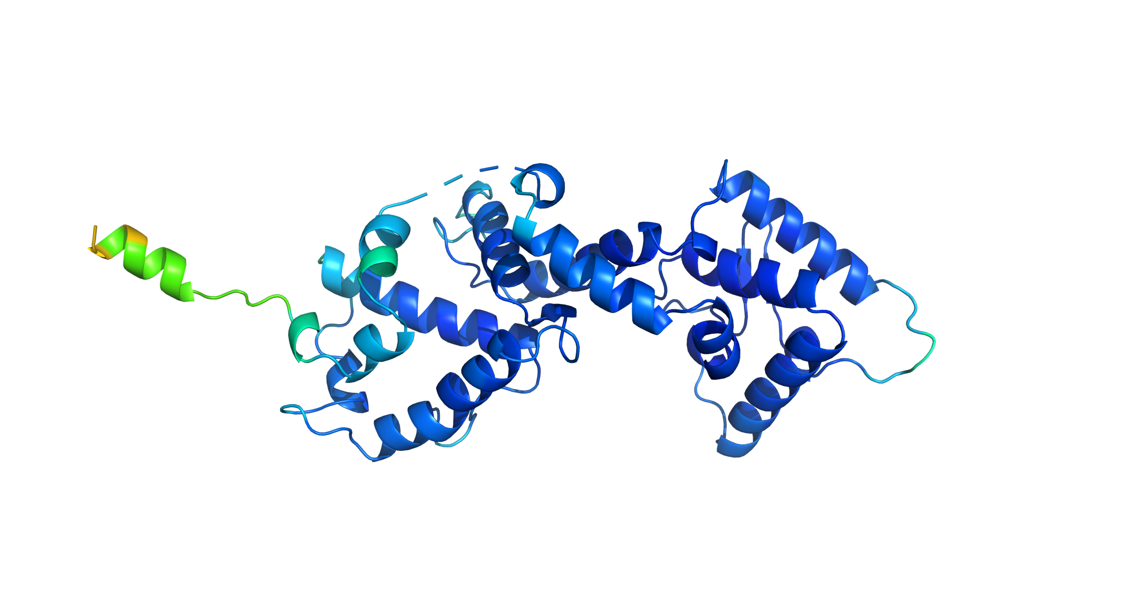 Un modelo generado por AlphaFold muestra cómo los aminoácidos se pliegan para formar una proteína.