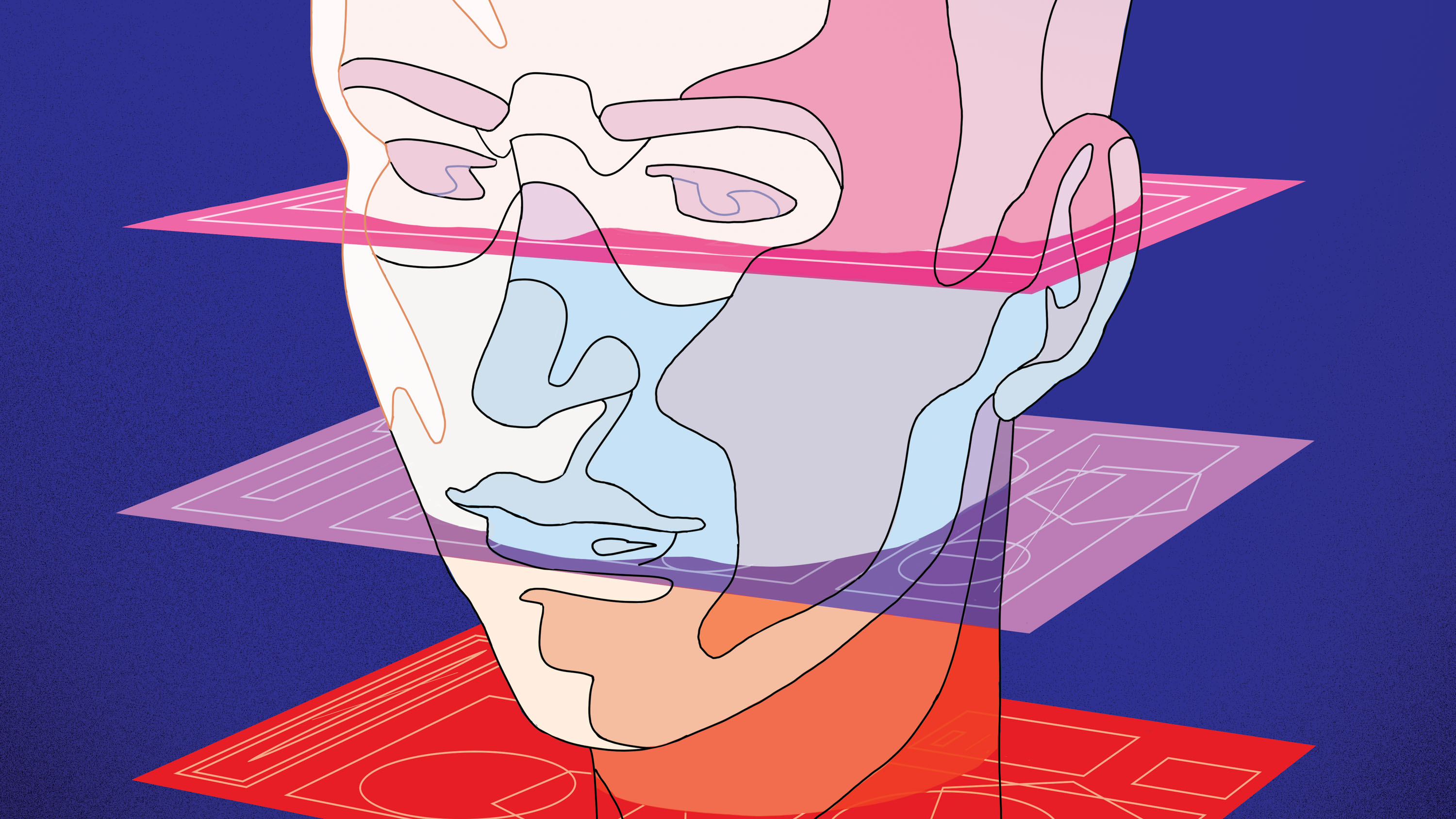 cabeza virtual entre estratos de pantallas