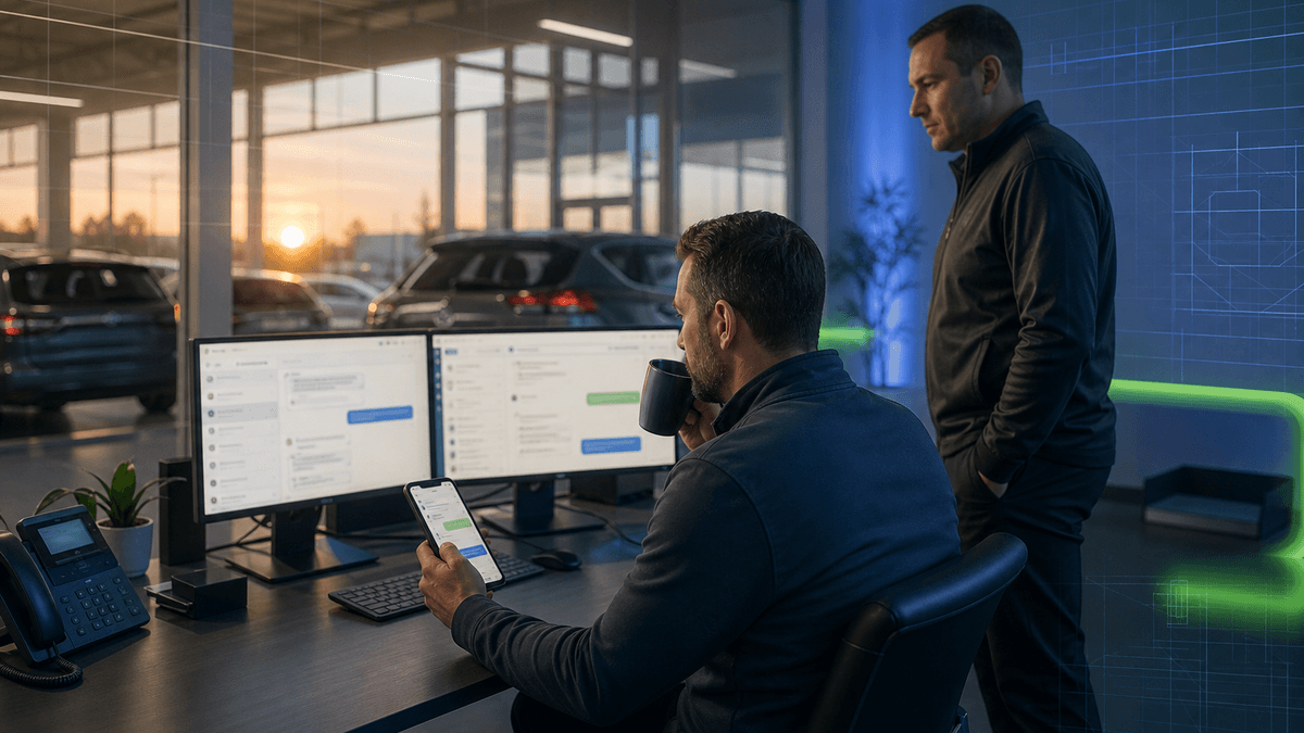 After-hours manager reviewing a customer conversation thread before assigning the next action