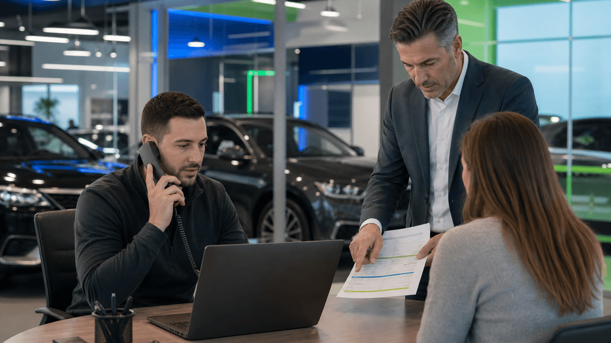 Salesperson reading prior customer notes before sending a reactivation message