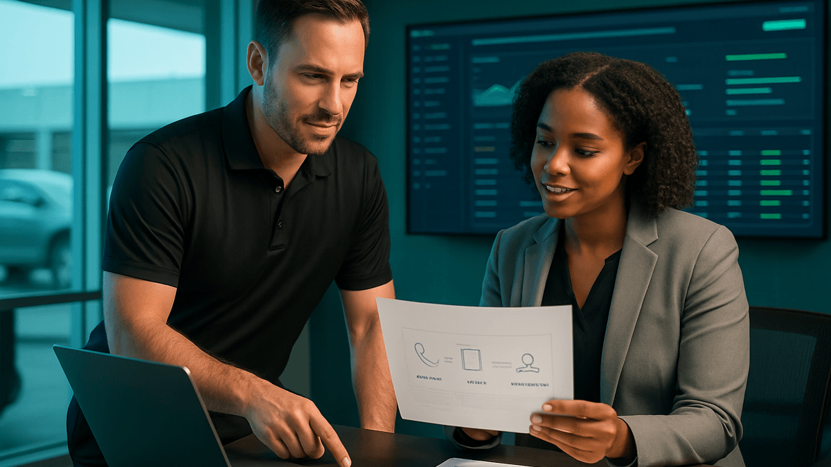 Sales manager comparing lead source reporting with follow-up activity across multiple touchpoints
