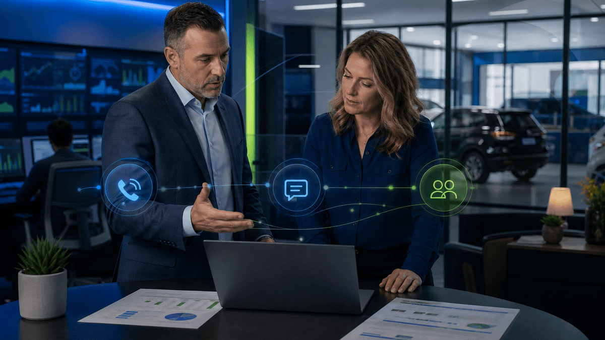 Sales manager comparing lead source reporting with follow-up activity across multiple touchpoints