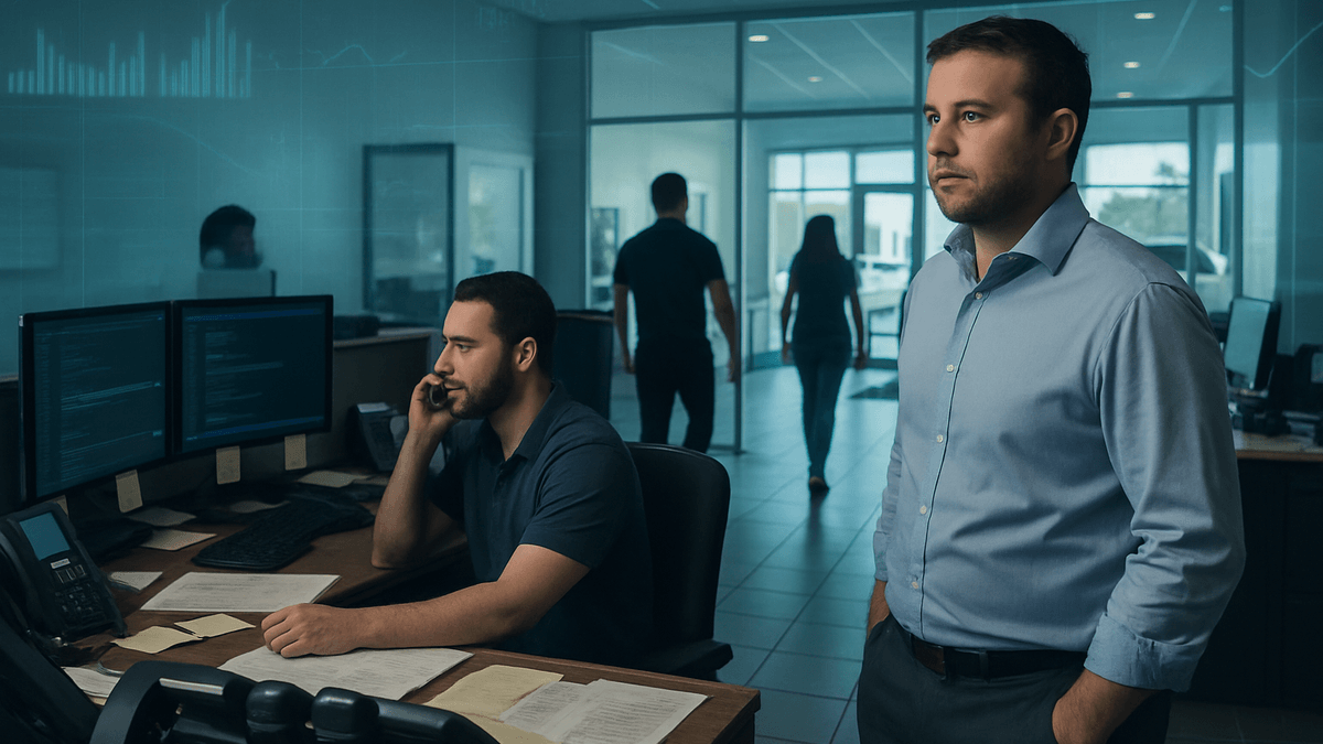 Sales manager watching leads pile up while reps work active deals