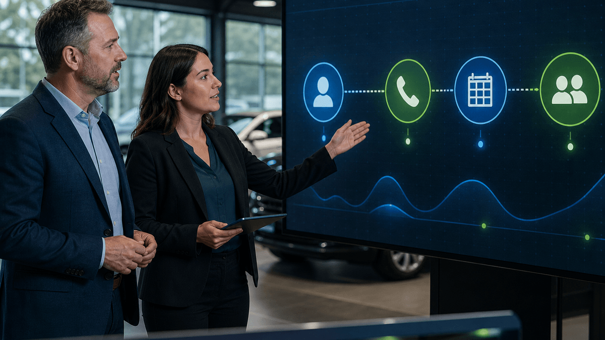 Sales manager tracing customer context across lead source, reply, appointment, and handoff