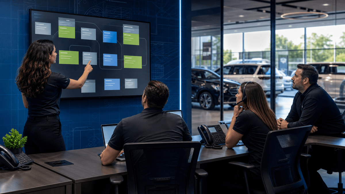 BDC team sorting lead routing clues by source, vehicle interest, and customer intent