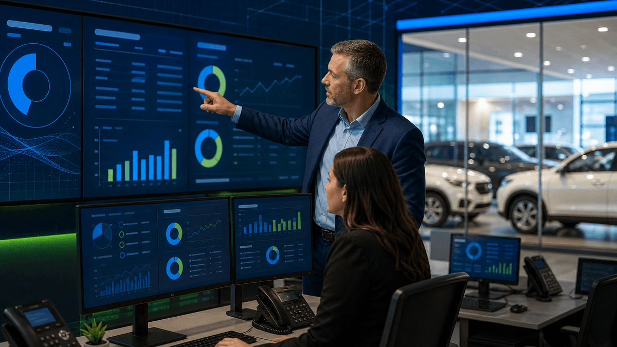 BDC leader checking message delivery and reply ownership in a dealership office