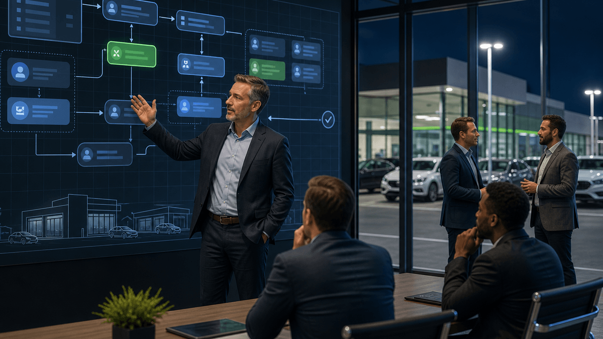 Regional sales manager comparing follow-up consistency across several dealership locations