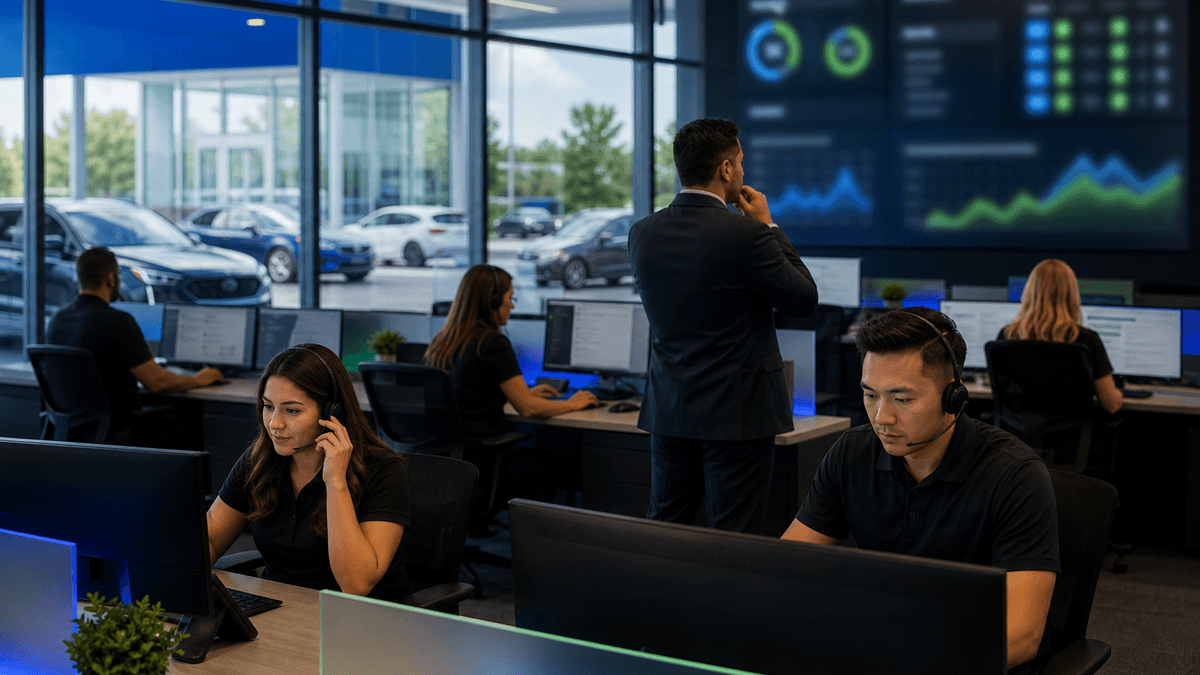 Sales team following up with older automotive leads using proactive communication