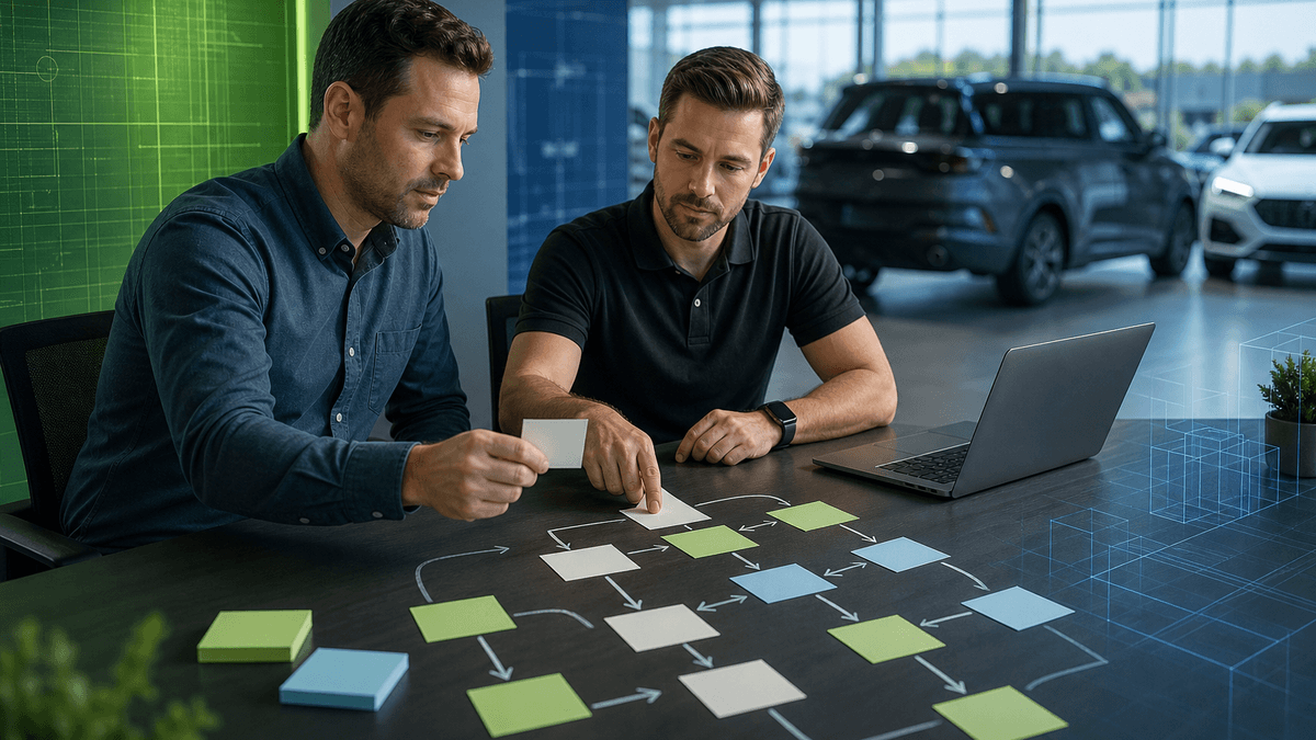 Website manager and sales manager mapping dealership lead sources to CRM intake paths