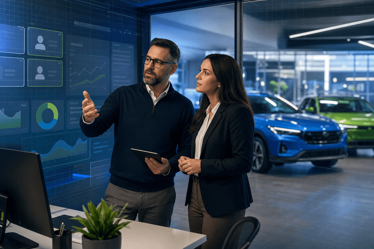 Internet sales manager comparing dealership lead sources after shopper submissions