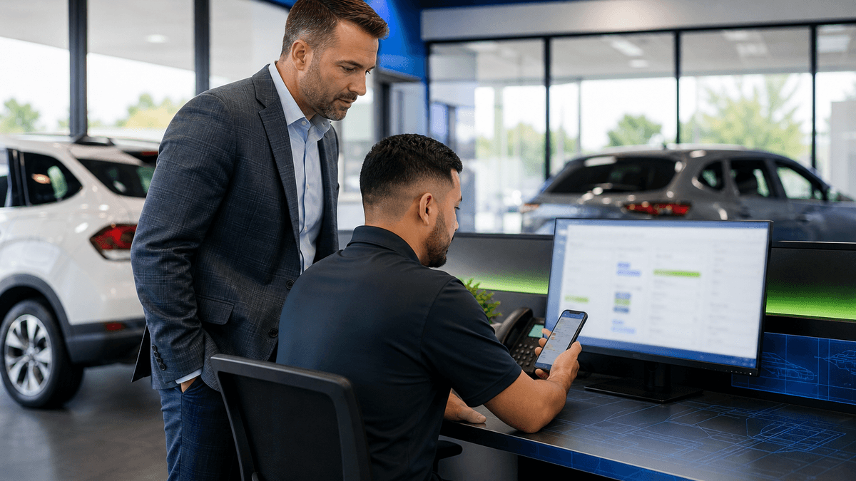Manager checking that a new dealership lead received acknowledgment without losing customer context