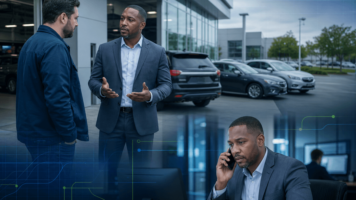 No-show buyer re-engagement in a dealership service lane office