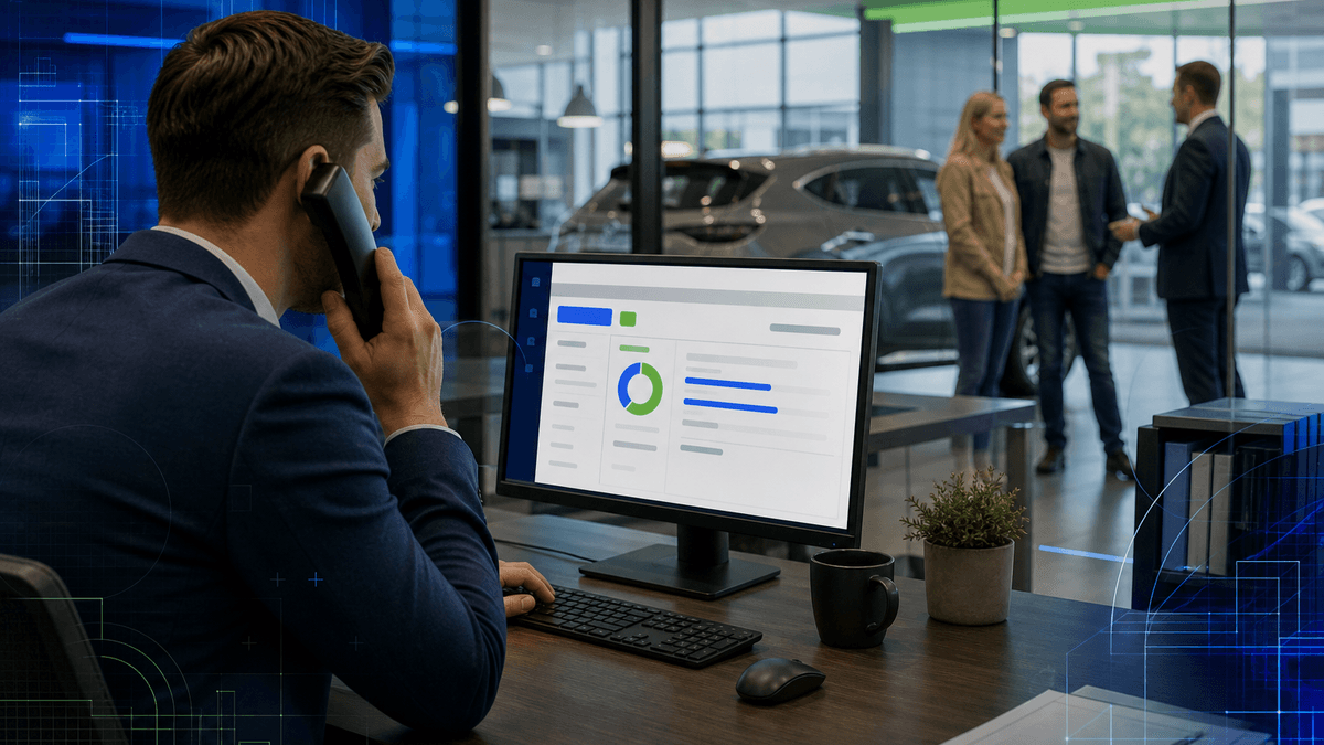 Salesperson texting a returning vehicle shopper while referencing prior conversation context