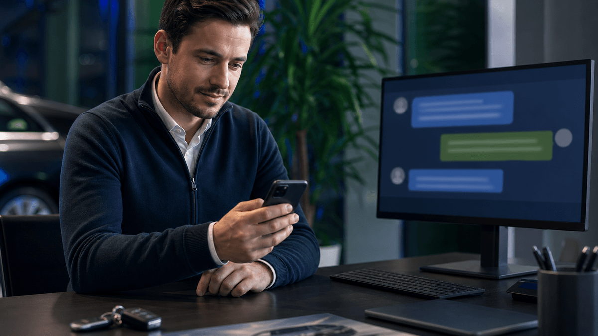 Salesperson preparing a useful next reply after reviewing a customer conversation history