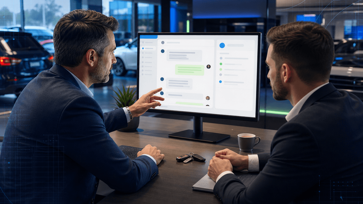 Sales manager reviewing a customer conversation with context preserved before assigning ownership