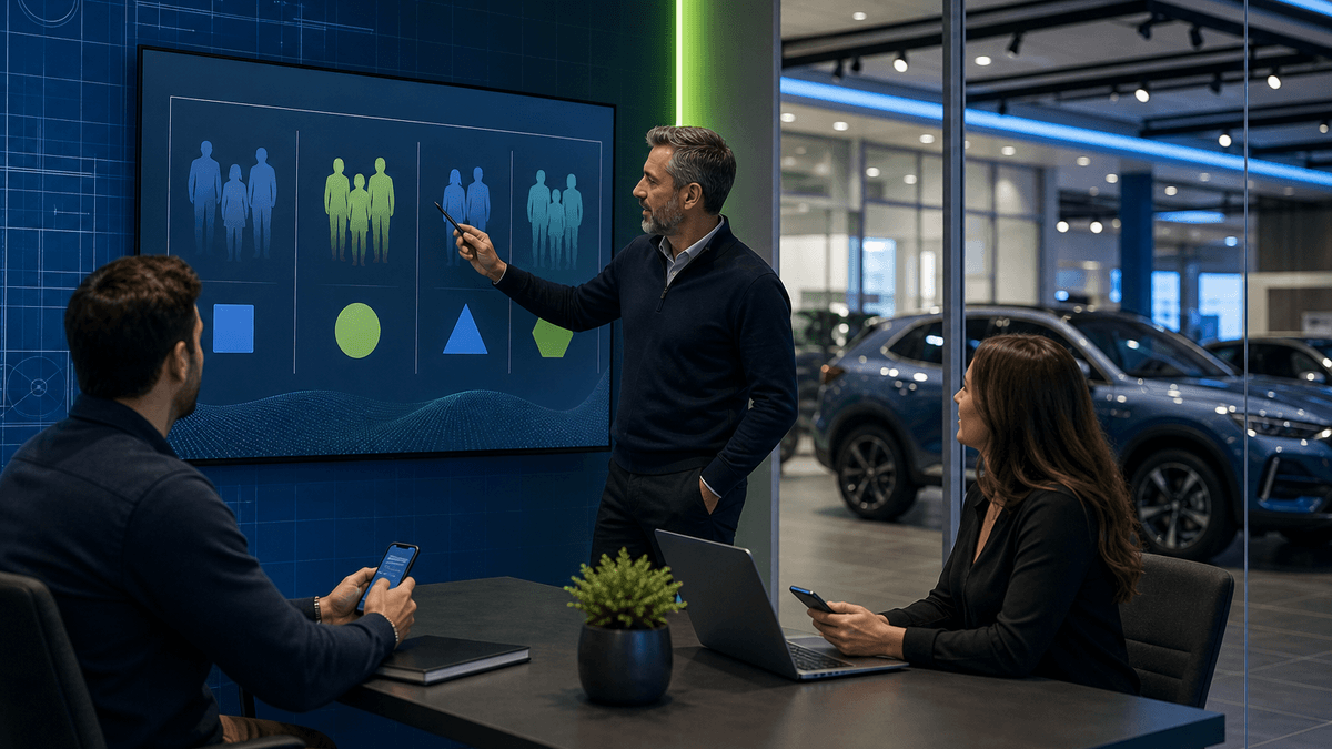 Dealership manager planning an audience text campaign for a weekend promotion