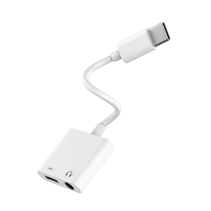 Imagen de Adaptador APPACS Adaptador USB C a USB C and 3.5 audio Jack en color blanco