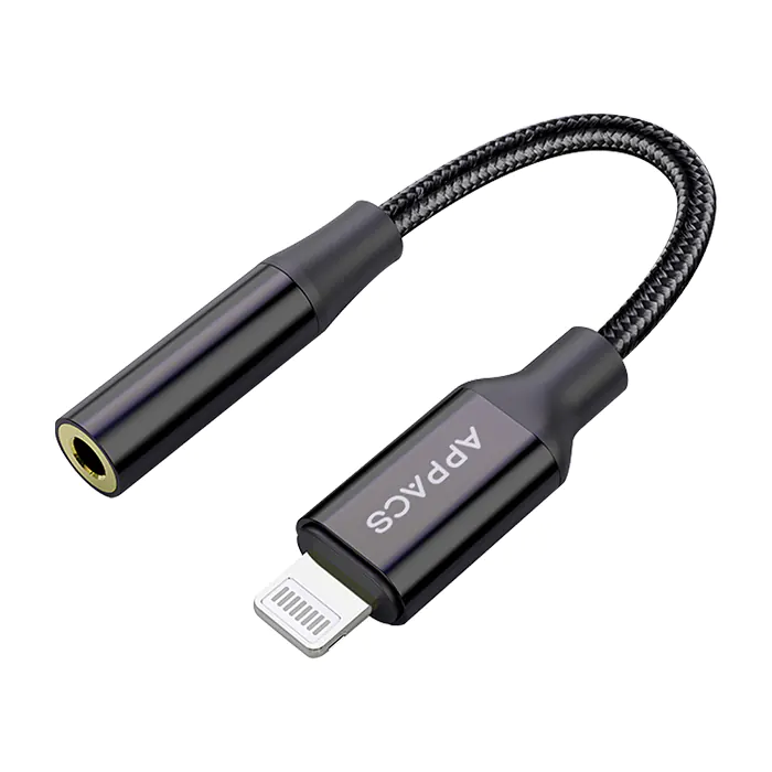 Imagen de Adaptador de audio APPACS Adaptador MFi de audio con aluminio y nylon en color negro
