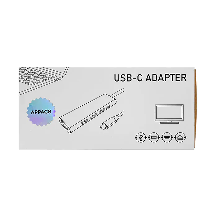 Adaptador APPACS Adaptador 5 en 1 de USB C a USB Gris Plata