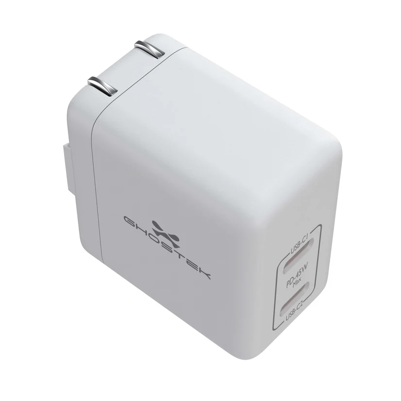 Cargador Ghostek rápido 45W doble puerto en color blanco