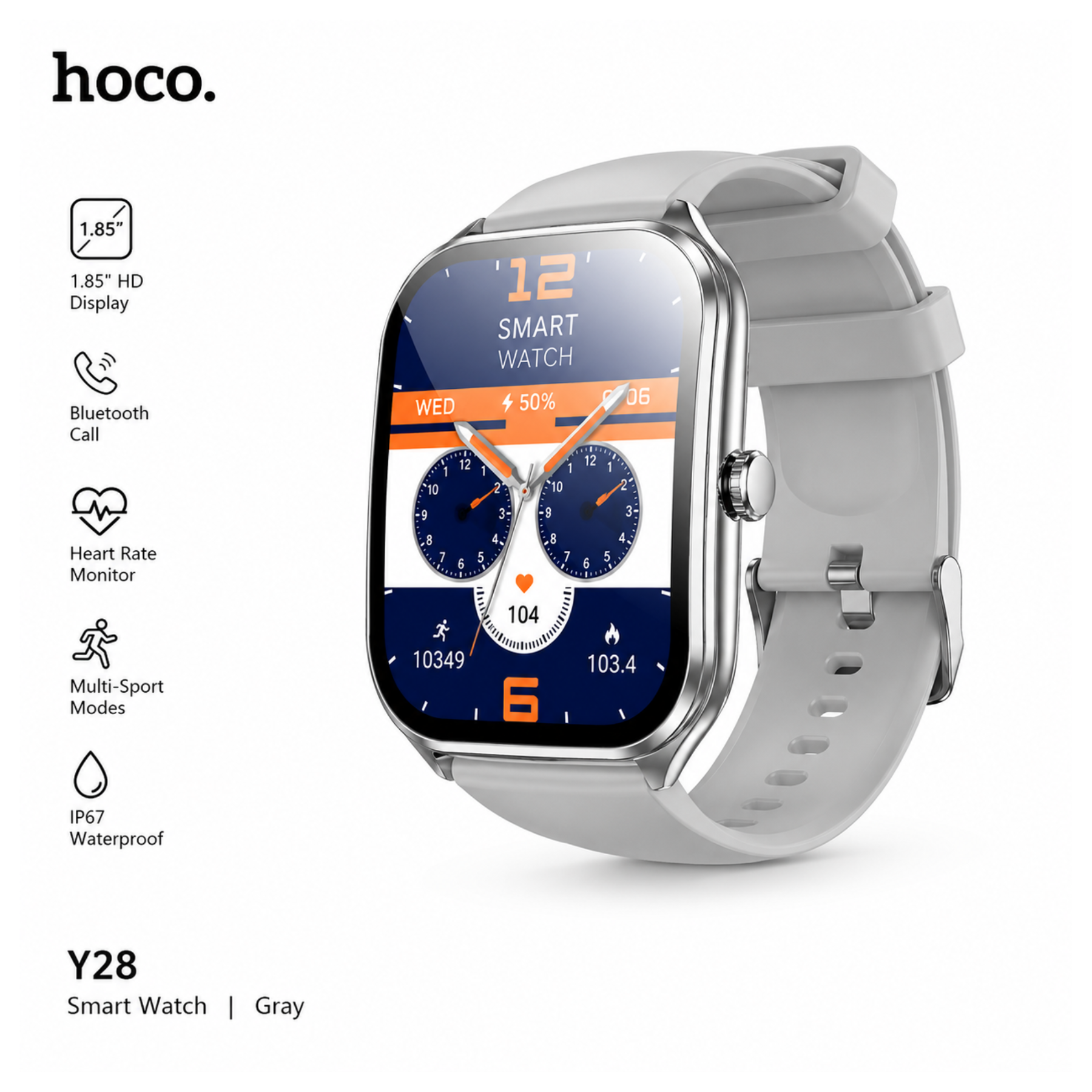 Imagen de Reloj inteligente HOCO AMOLED con llamadas Silver