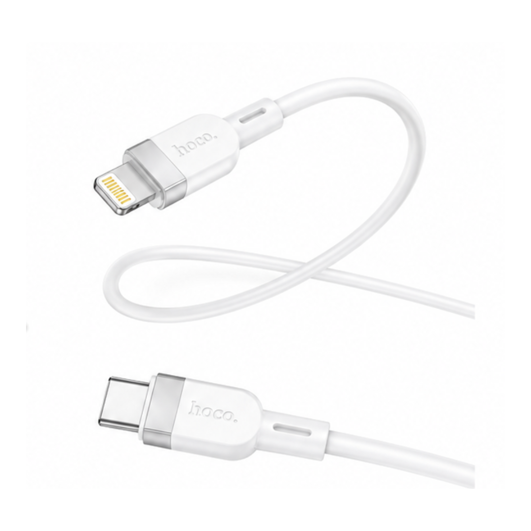 Imagen de Cable HOCO USB C a Lightning de Silicona 27W | 1 m en color blanco