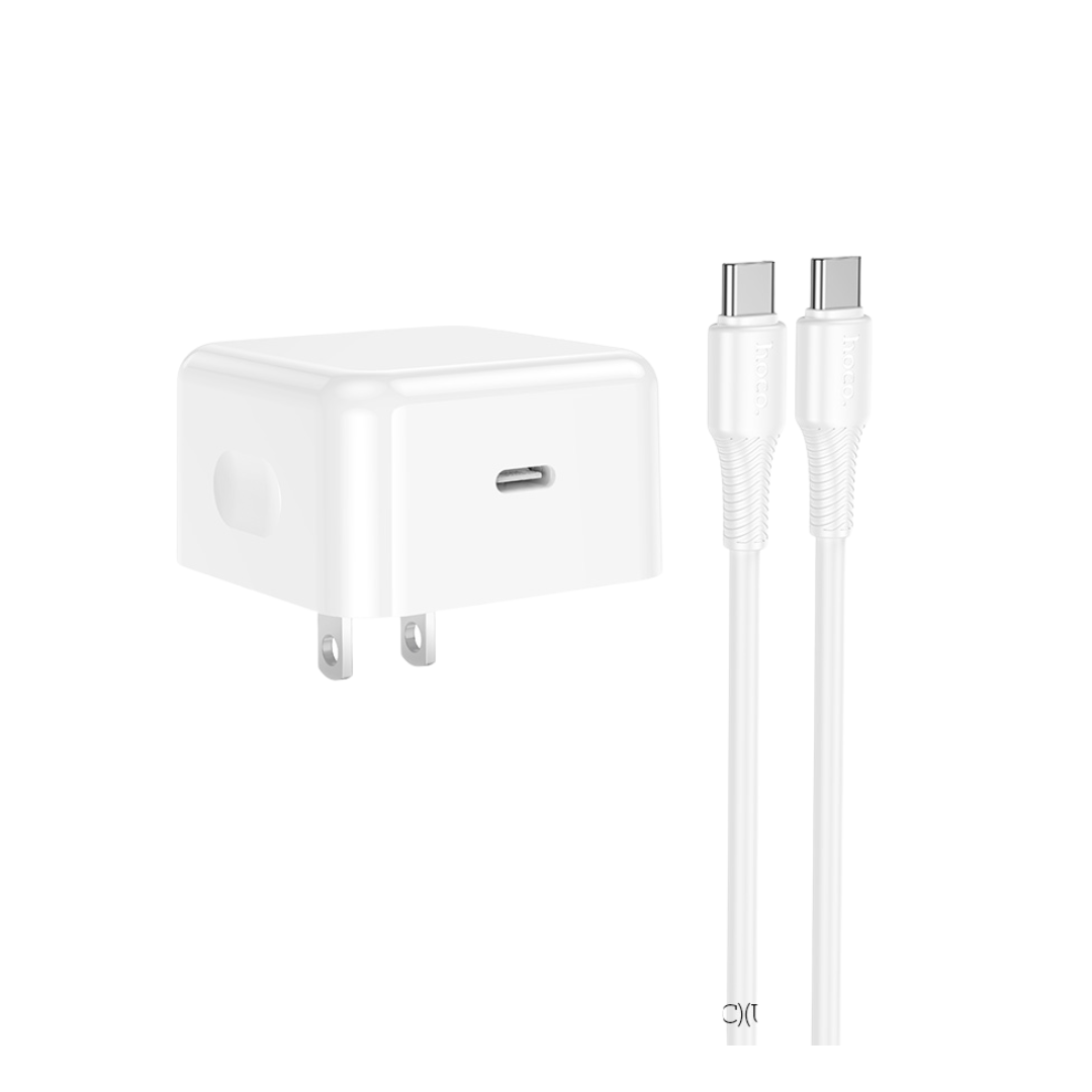 Cable HOCO Kit de Carga USB C PD de 40W con Cable USB C en color blanco