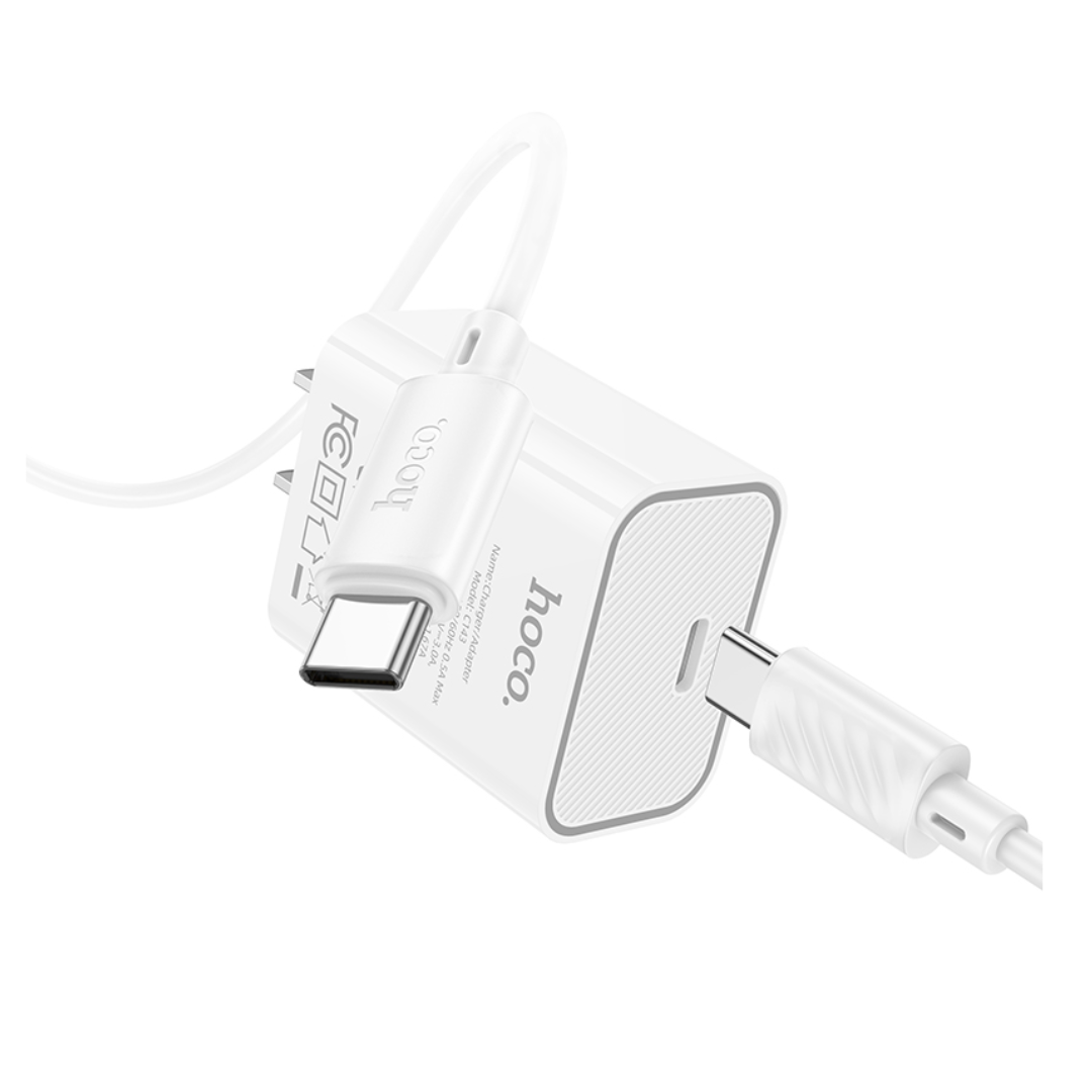 Cable HOCO Kit de Carga USB C PD de 20W con Cable USB C en color blanco