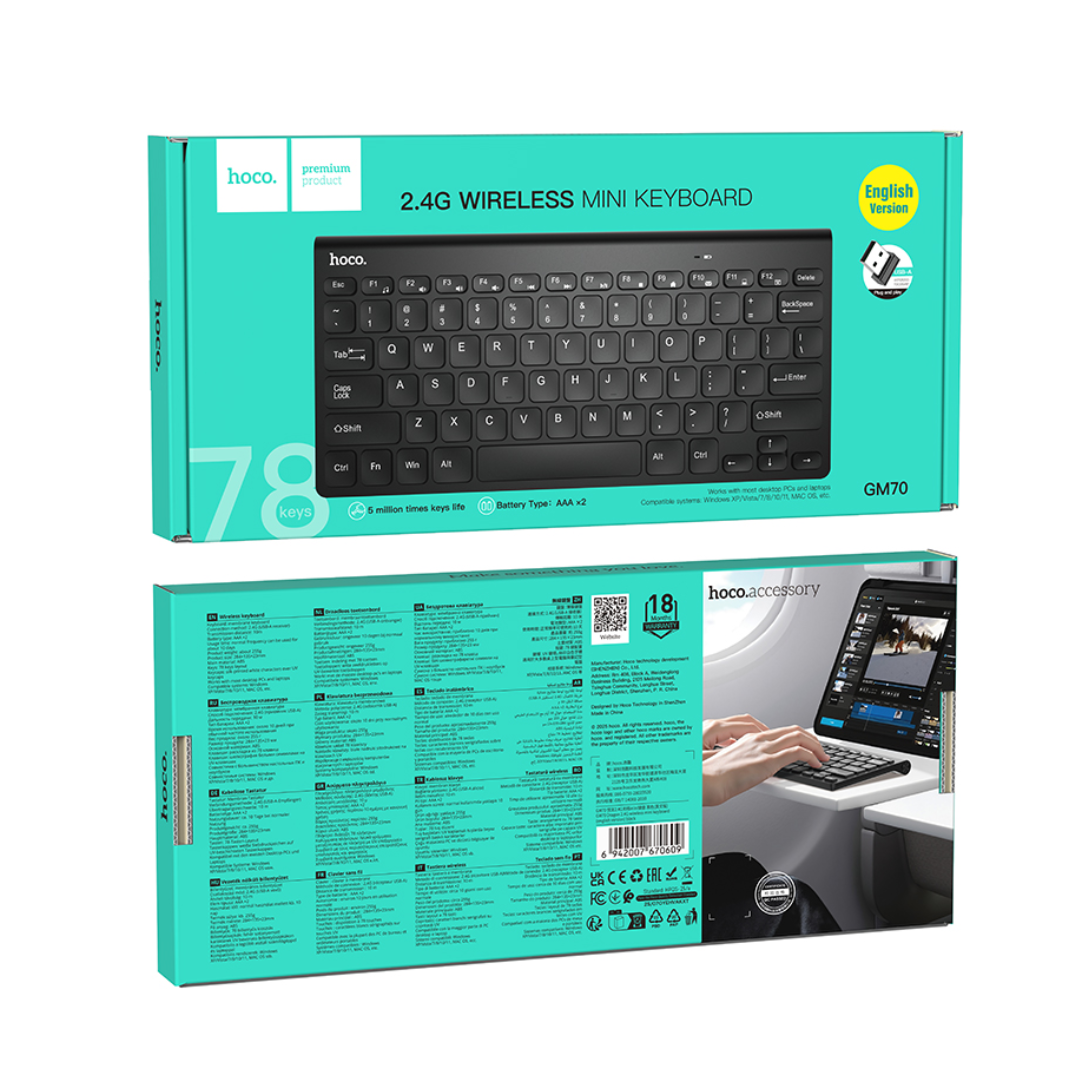 HOCO Mini Teclado Inalámbrico 2.4G en color negro