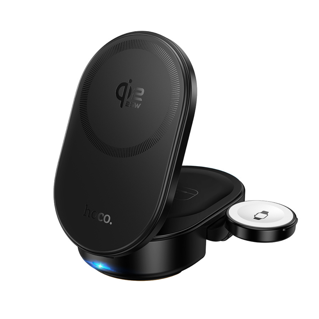 Cargador inalámbrico HOCO Magnético Pole.2 3 en 1 en color negro