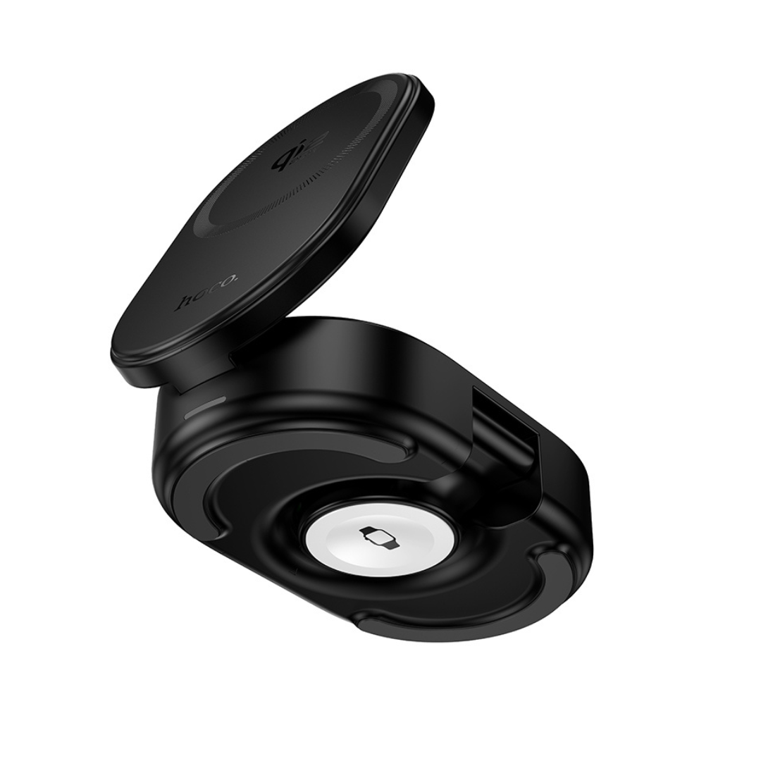 Cargador inalámbrico HOCO Magnético Pole.2 3 en 1 en color negro