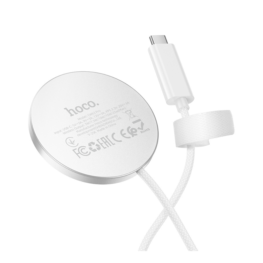 Cargador inalámbrico HOCO Magnético Pro.2 25W en color blanco