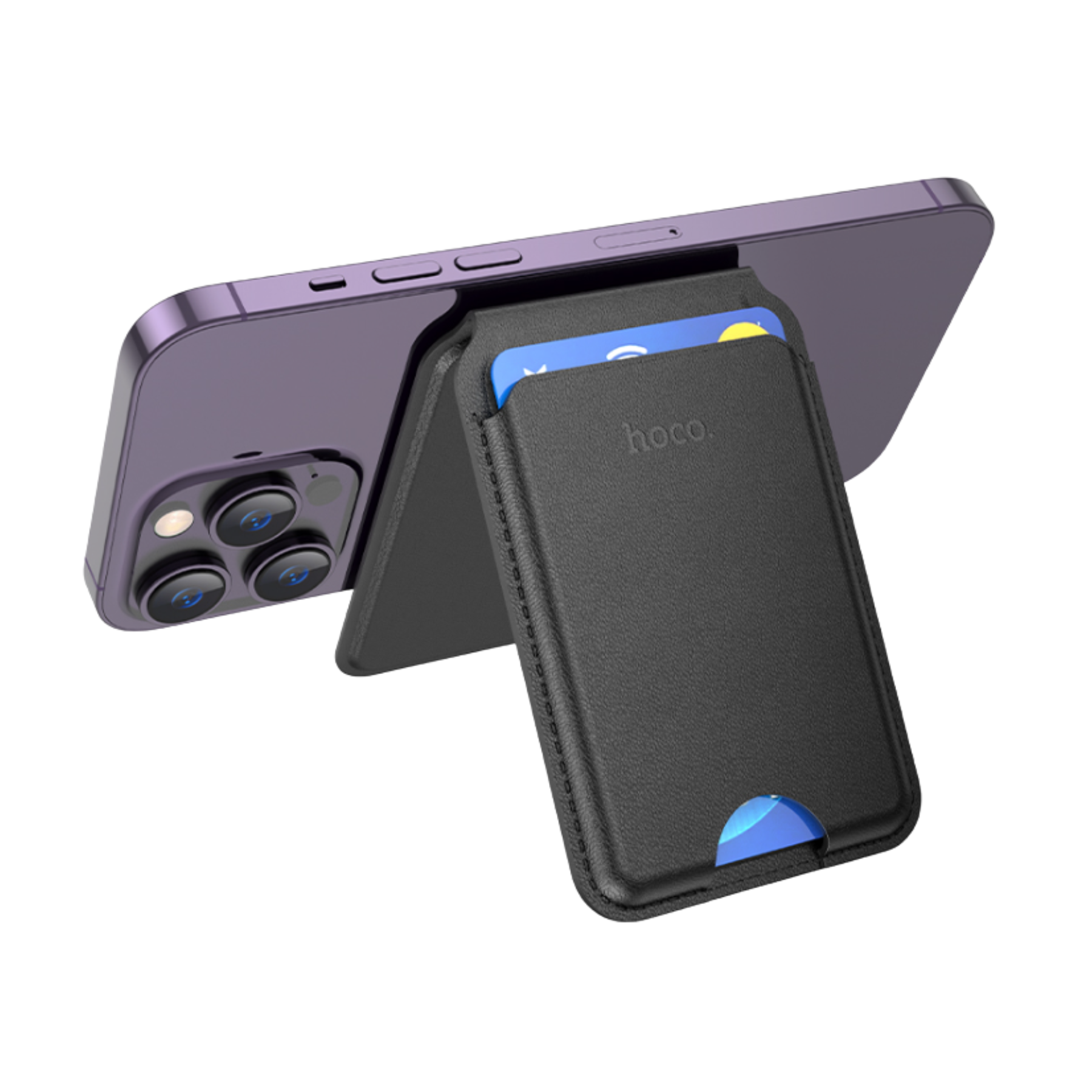 HOCO Idol multifunctional magnetic card holder negro en color negro