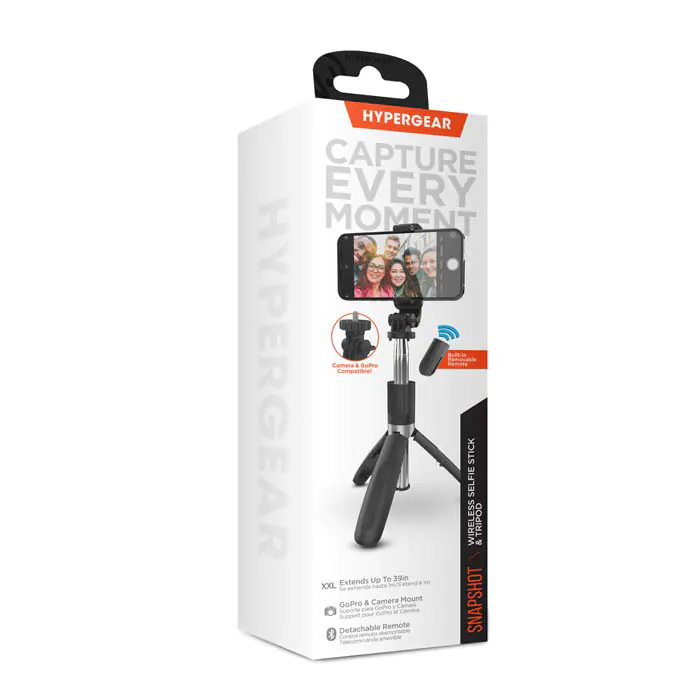 Soporte para fotografía HyperGear Palo trípode de selfie inalámbrico SnapShot en color negro