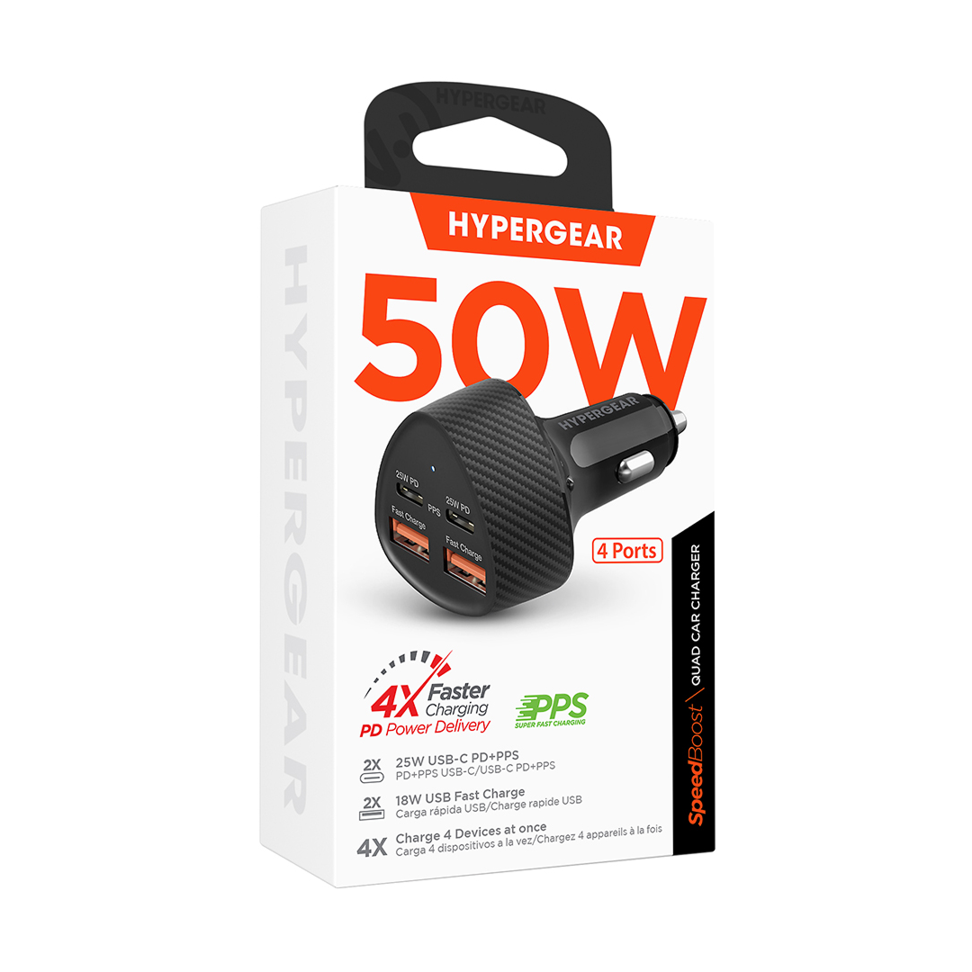 Cargador para automóvil HyperGear Speedboost con cuatro puertos