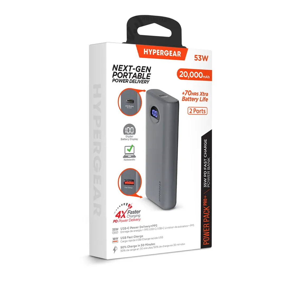 Power bank HyperGear PowerPack PRO+ 20,000 mAh de 53W