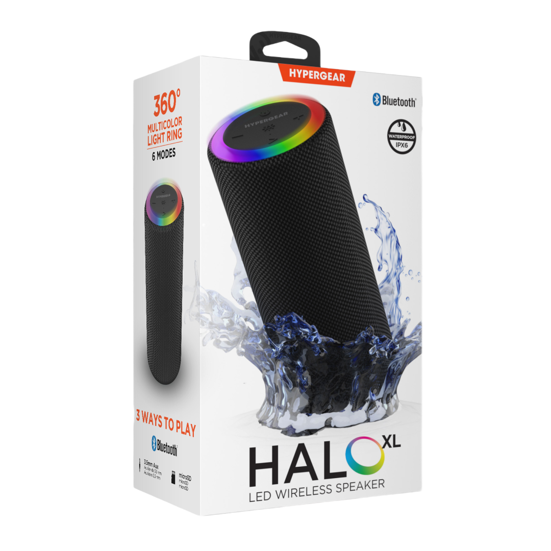 HyperGear Altavoz LED inalámbrico Halo XL en color negro