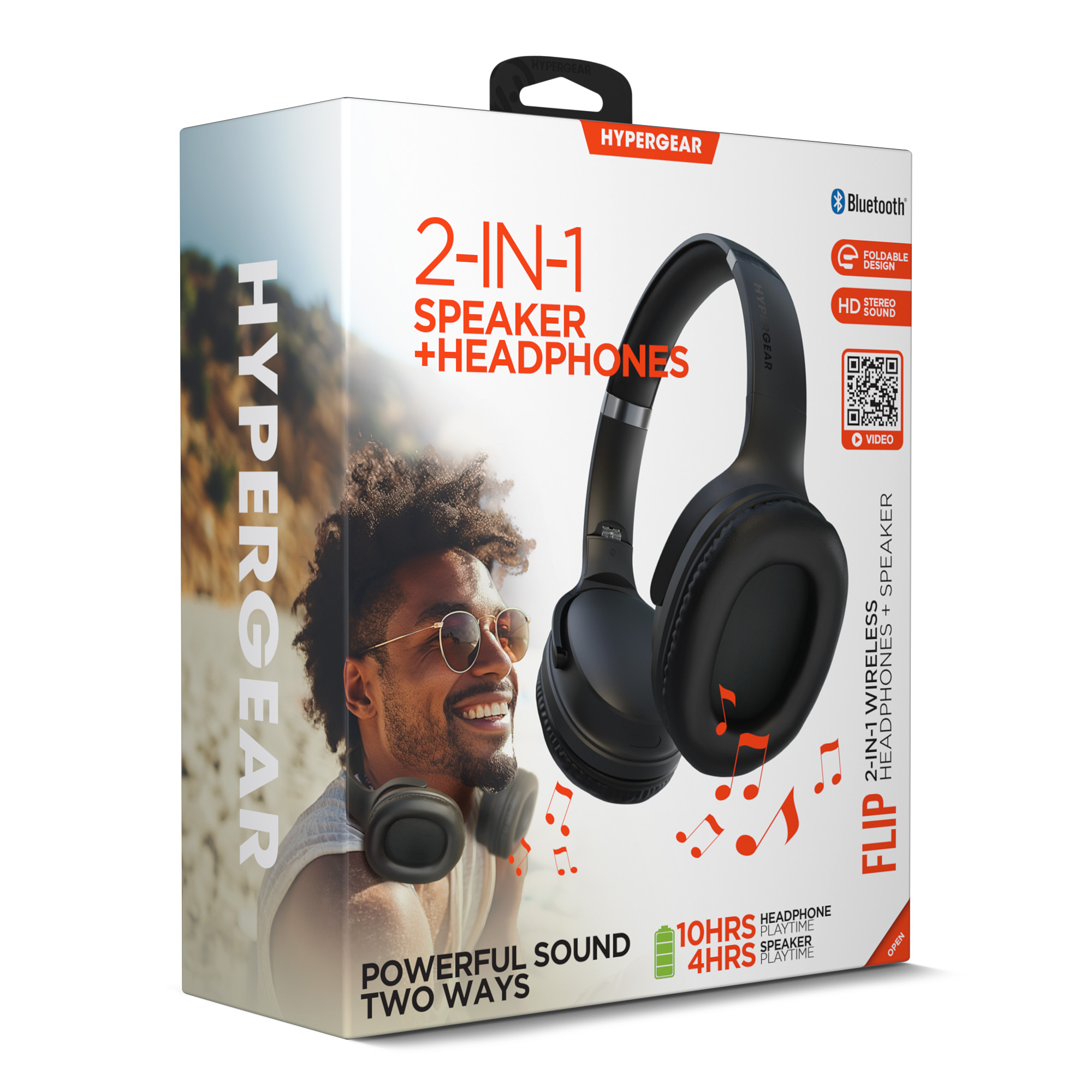 Audífonos inalámbricos HyperGear Bluetooth 2 en 1 negros