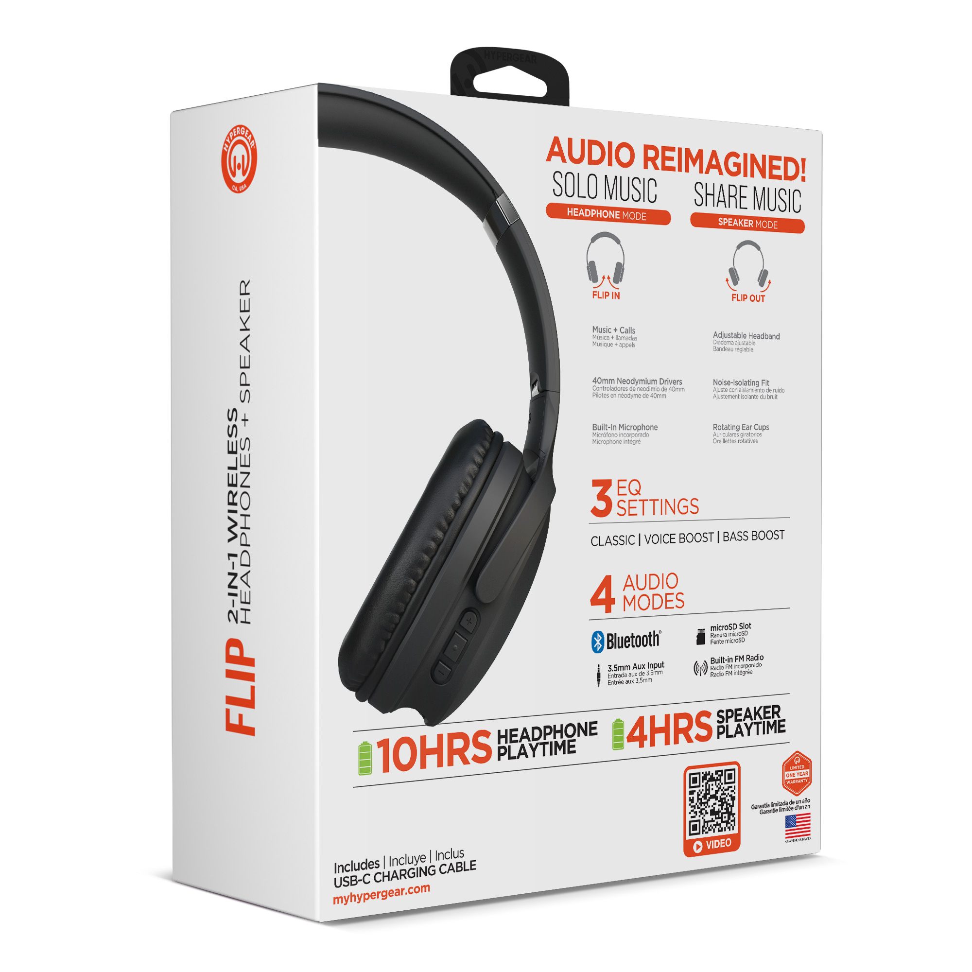 Audífonos inalámbricos HyperGear Bluetooth 2 en 1 negros